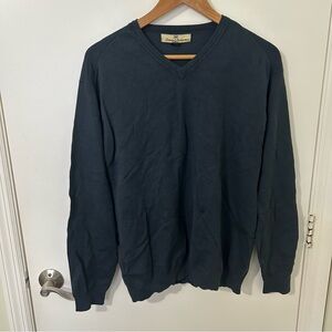 Tommy Bahama Men's Navy Blue Long Sleeve V-Neck Sweater Silk Blend Size Medium